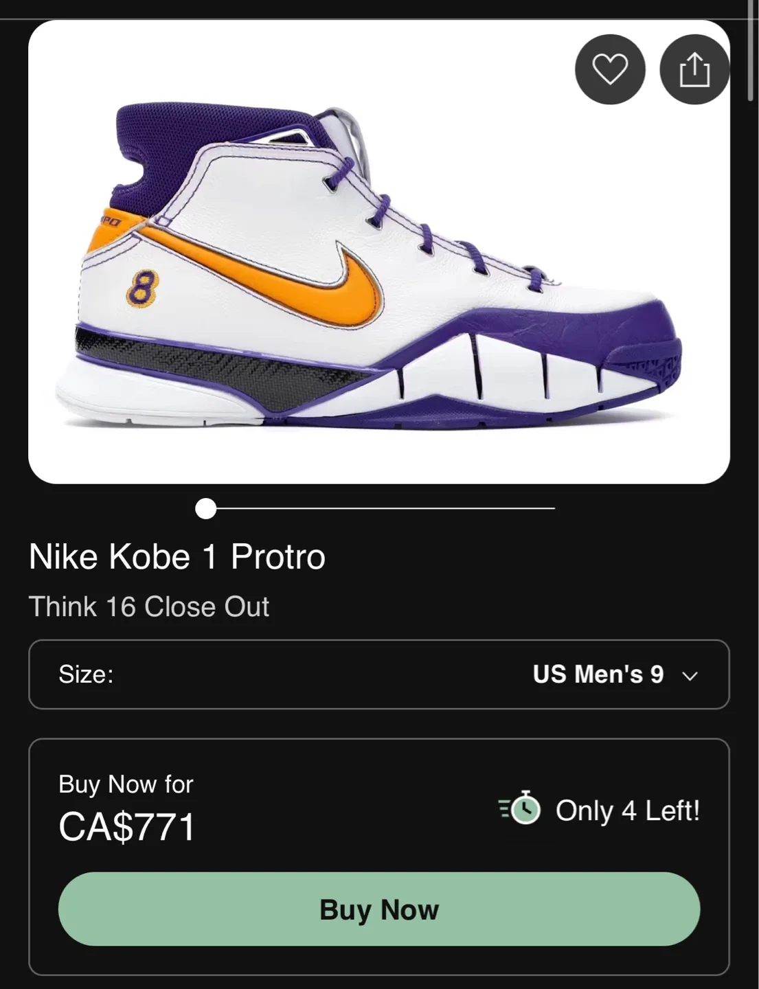 Nike Kobe 1 Protro “Think 16 Close Out”, Size 9 image indicator(7)
