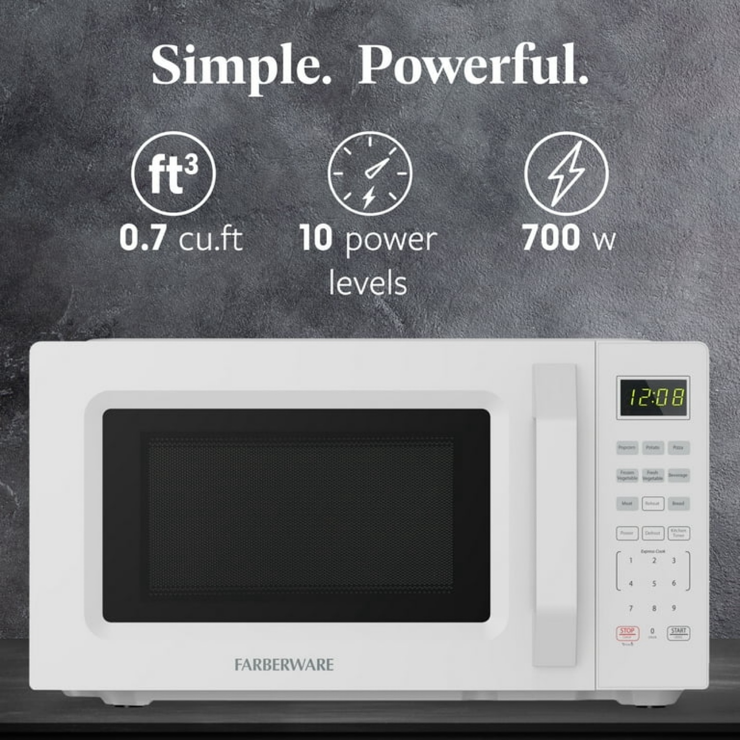 Farberware 0.7 Cu. Ft. Countertop Microwave - White - photo 4