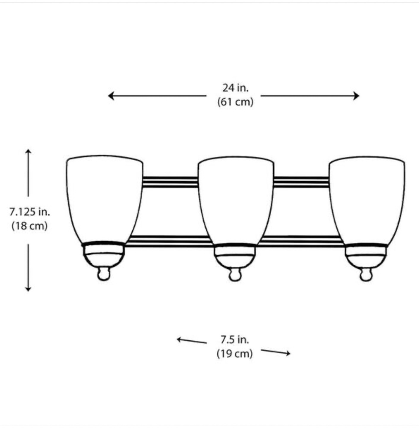 24 in. 3-Light Brushed Nickel Bathroom Vanity Light Fixture - photo 4