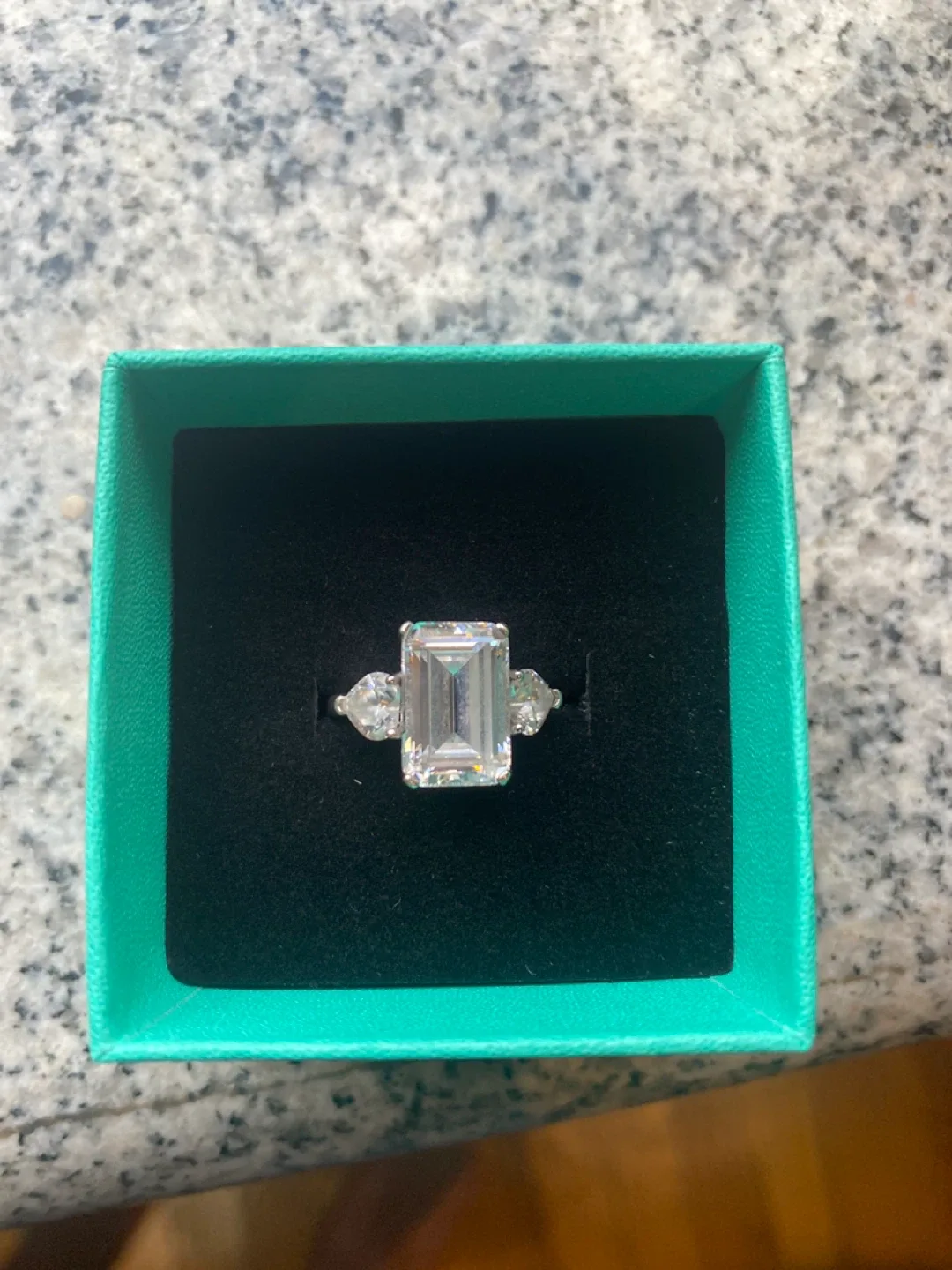 Emerald Cut Sterling Silver Ring, Size 5.5 thumbnail