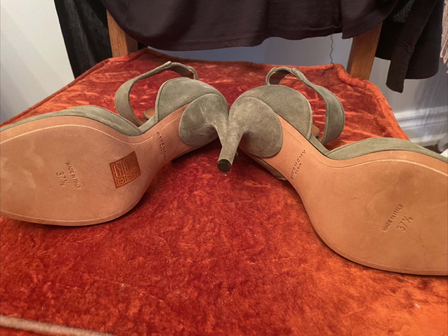 Givenchy Olive Green Suede Heels - Size 37.5 - photo 3