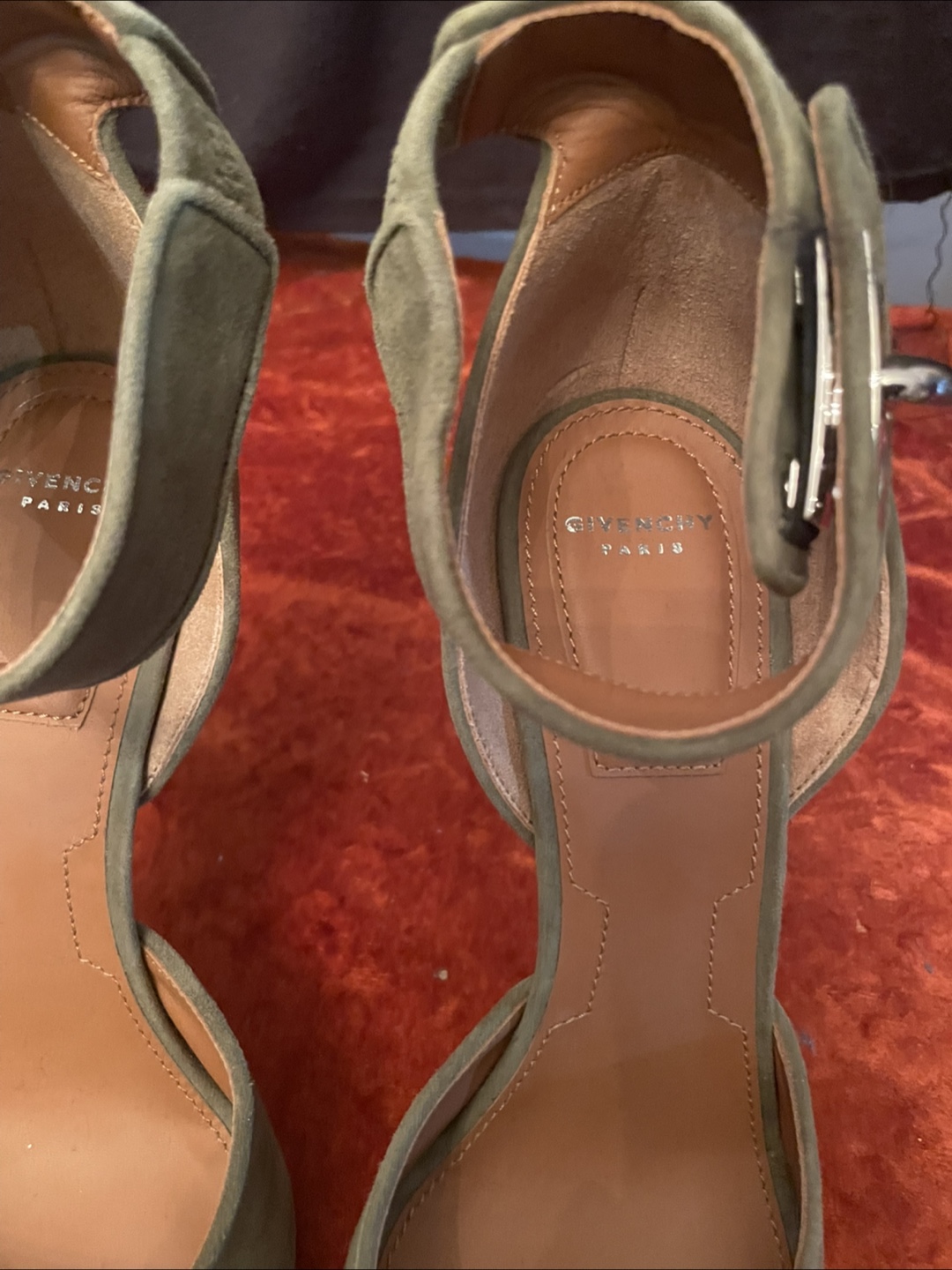 Givenchy Olive Green Suede Heels - Size 37.5 - photo 2