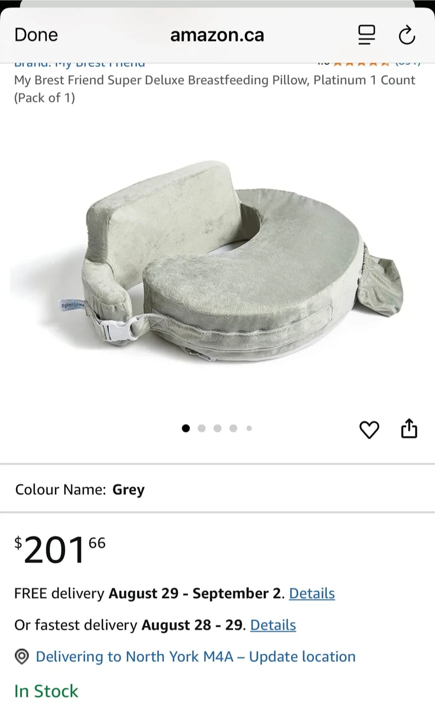 My Brest Friend Super Deluxe Breastfeeding Pillow - Grey