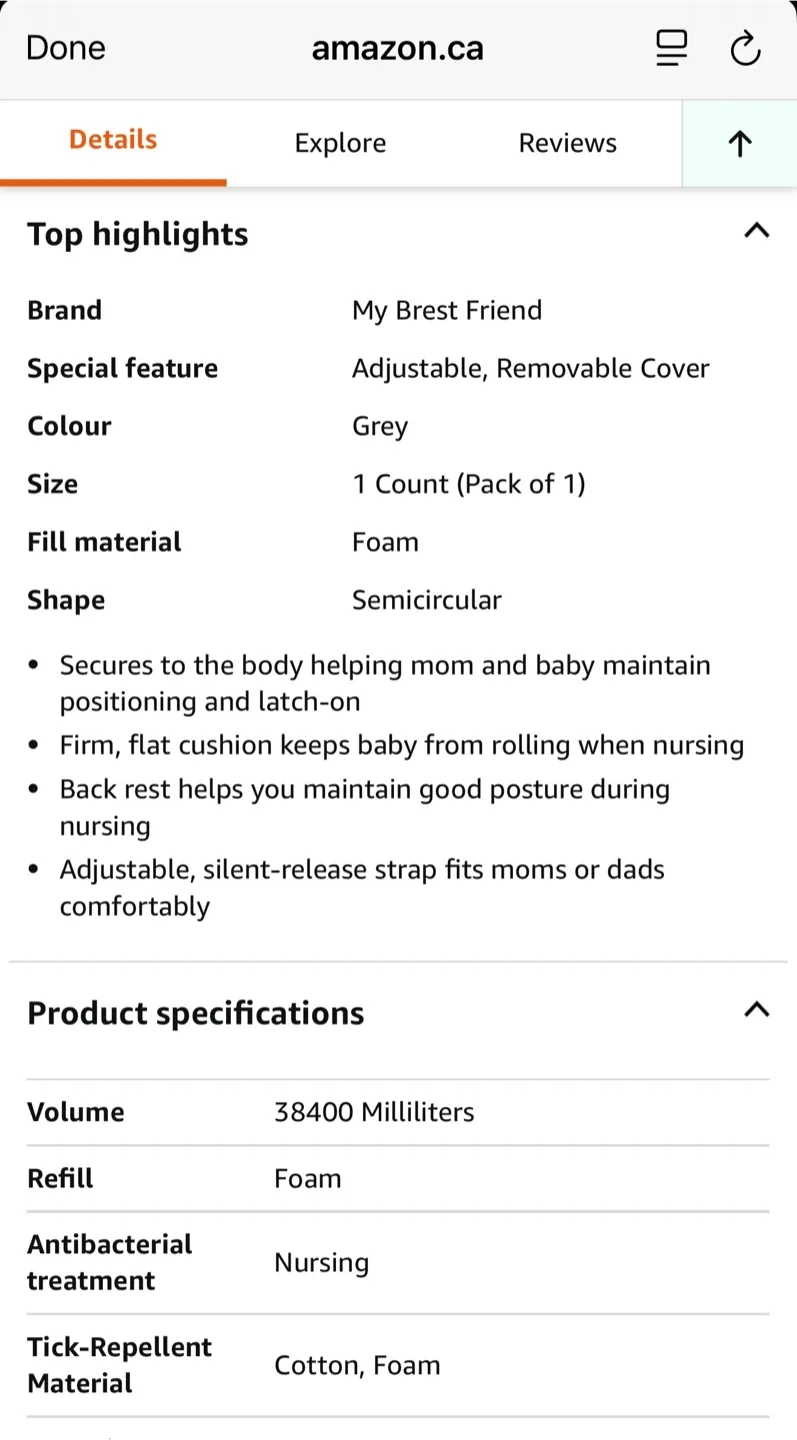 My Brest Friend Super Deluxe Breastfeeding Pillow - Grey image indicator(6)