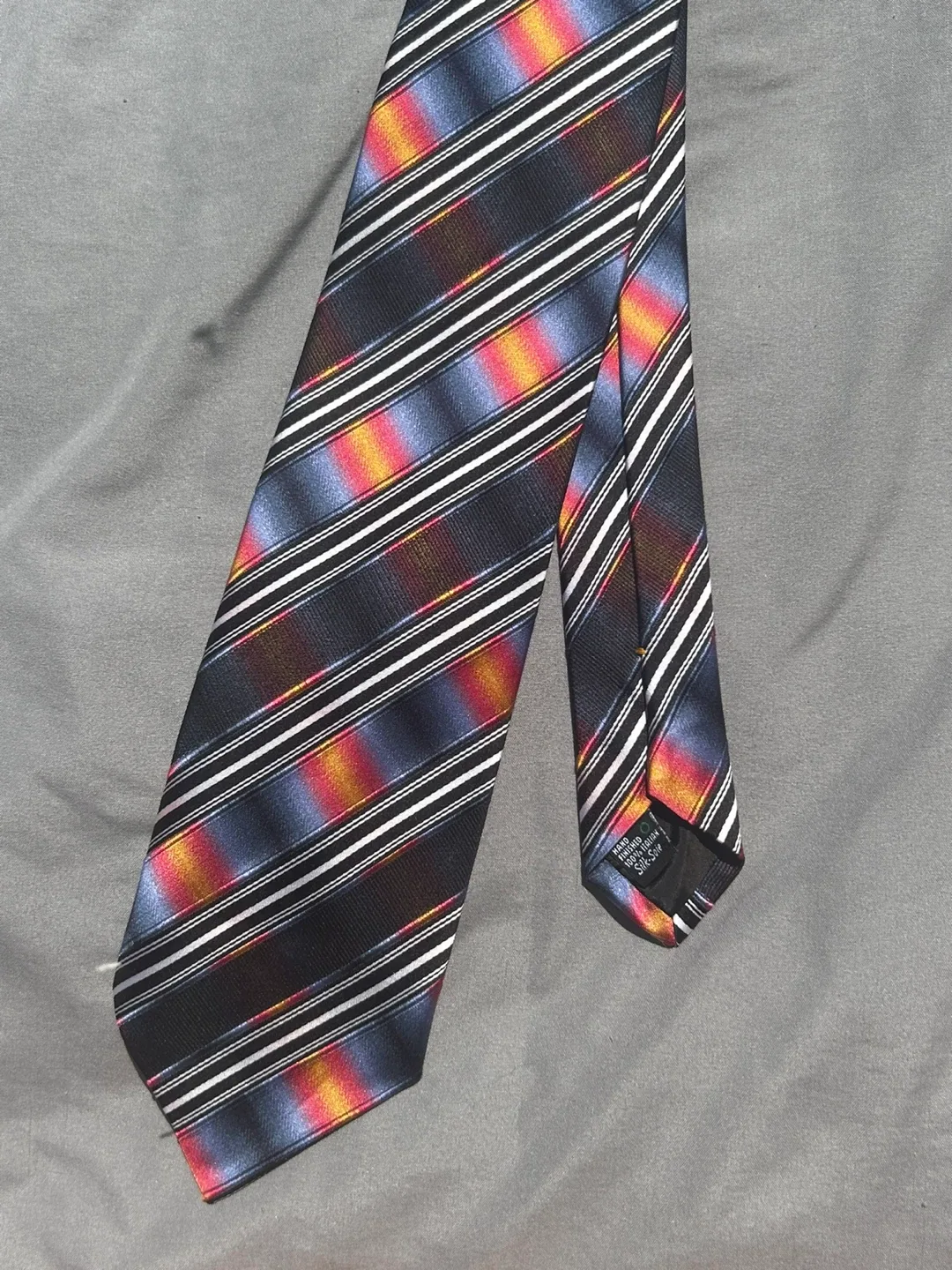 e*male Striped 100% Silk Neon Tie thumbnail