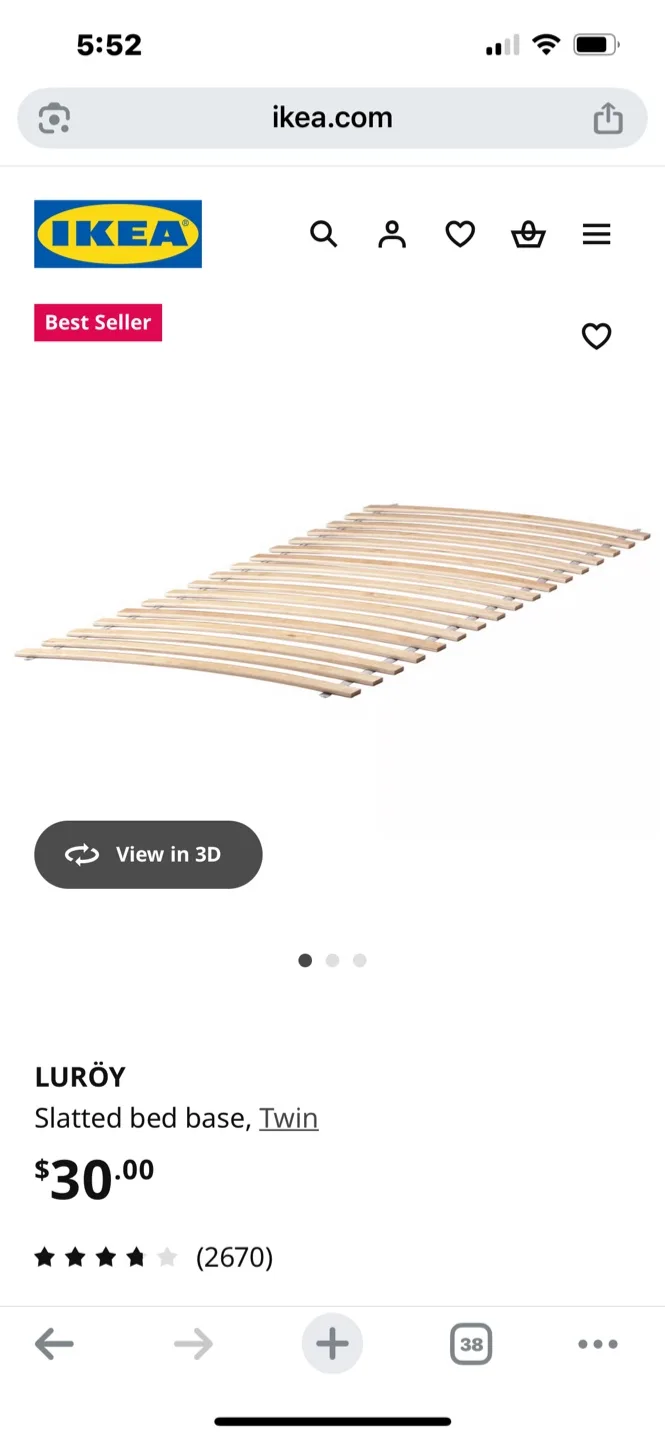 IKEA SLÄKT Twin Bed Frame w/ LURÖY Slatted Base image indicator(8)