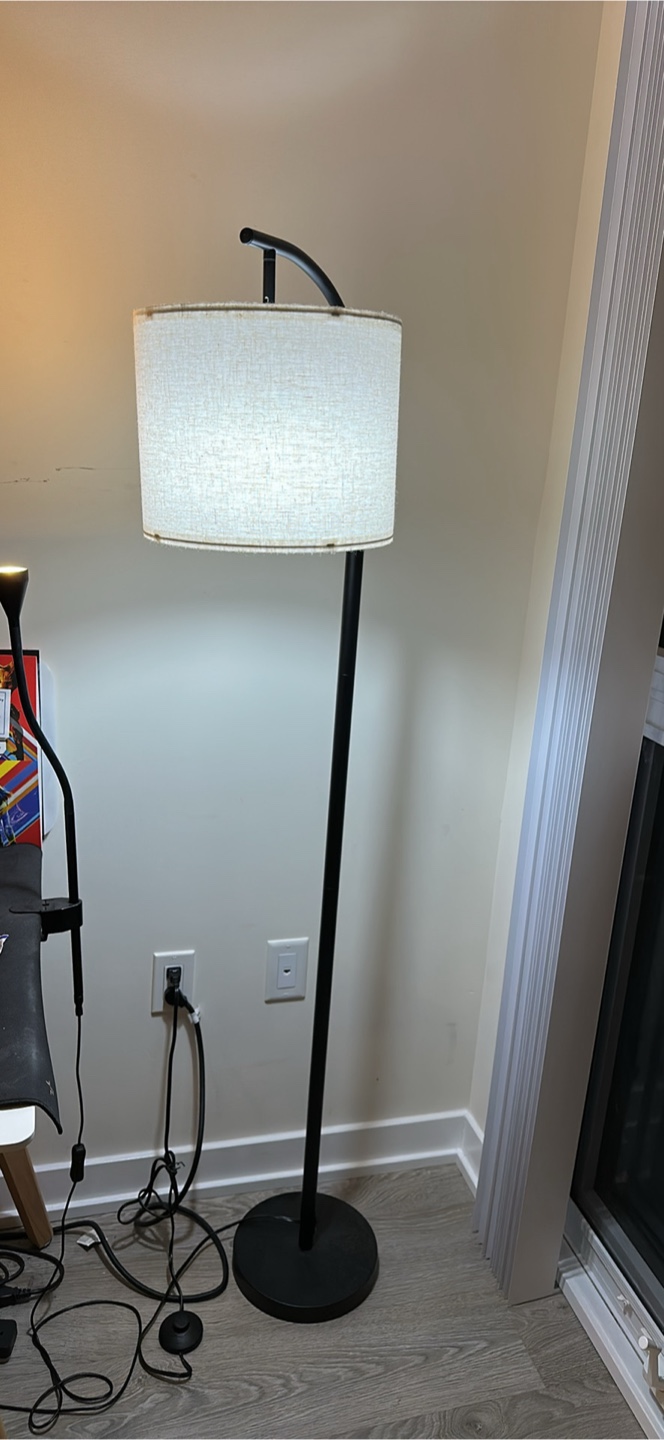 Floor Lamp - Black Finish, Fabric Shade
