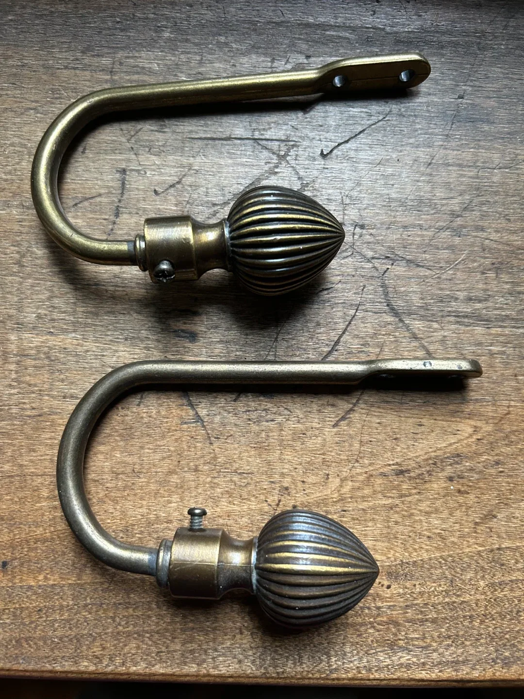 2 Curtain acorn head tie back holdback tiebacks brass thumbnail