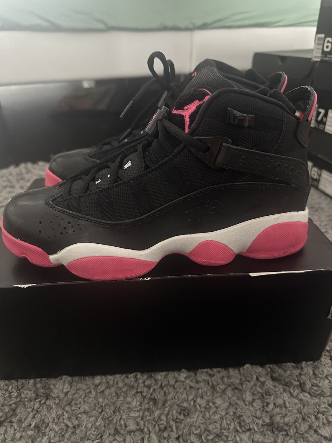 Girls Jordan 6 Rings Black & Pink (GS) Size 6.5Y