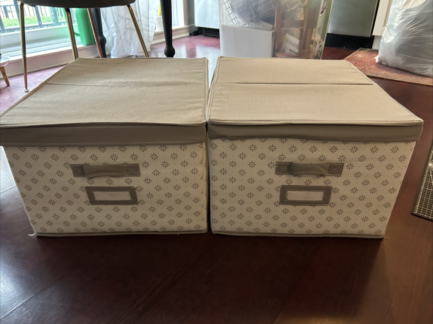 Fabric Storage Boxes with Lids - Set of 2