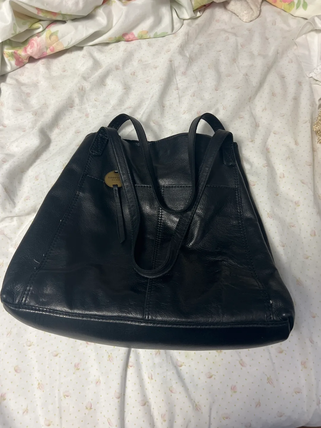 Margot New York Black Leather Tote Bag image indicator(3)
