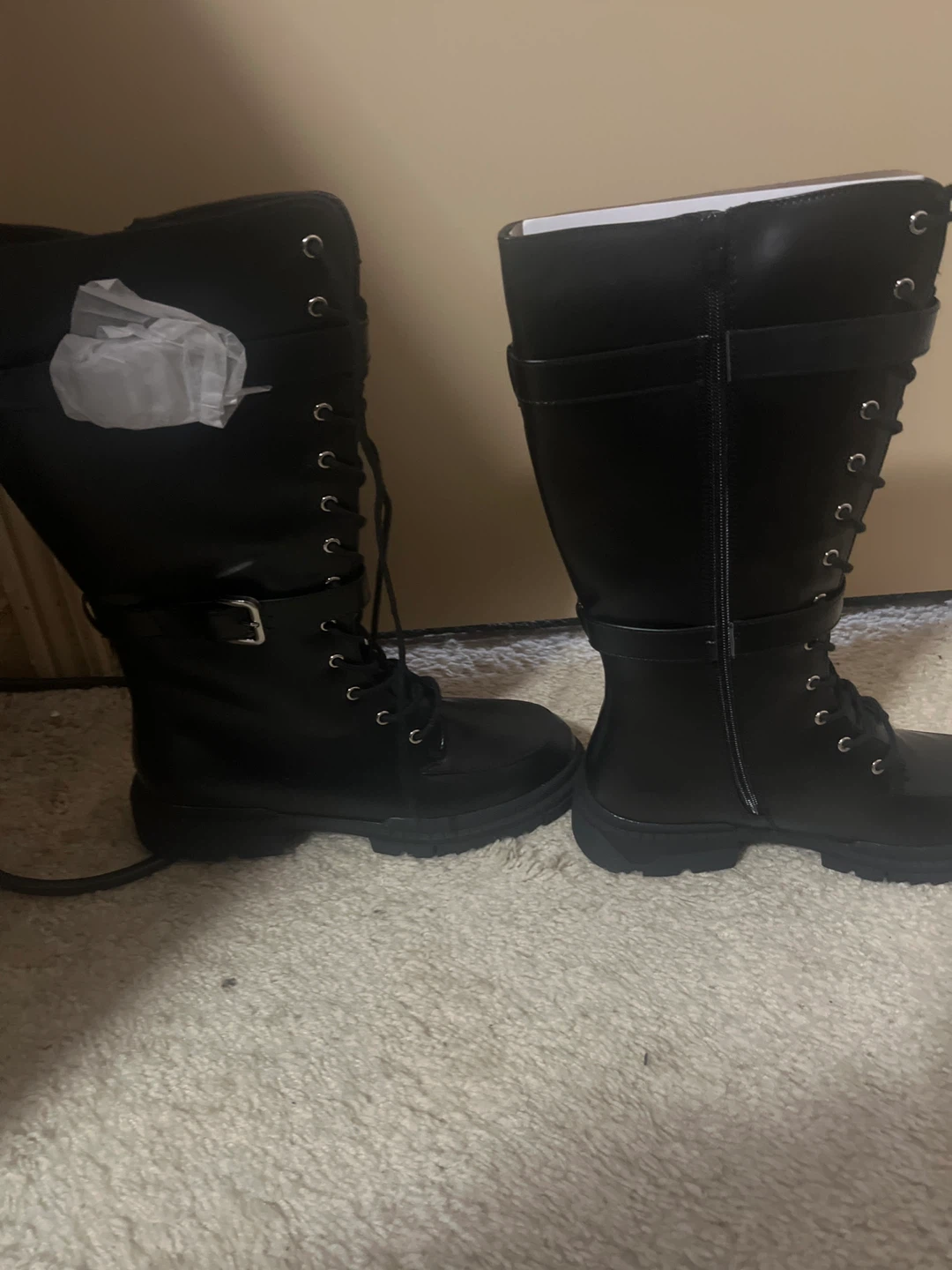 Black Lace-Up Knee High Boots - photo 2