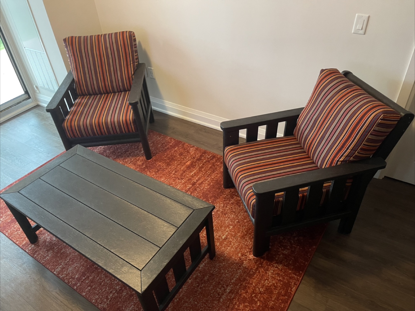Striped Armchair and Coffee Table Set