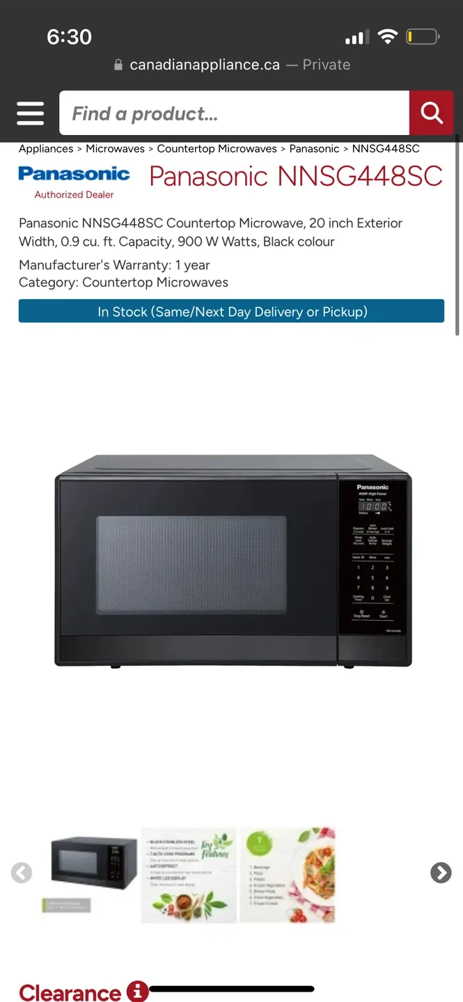 Panasonic NNSG448SC Countertop Microwave - Black thumbnail