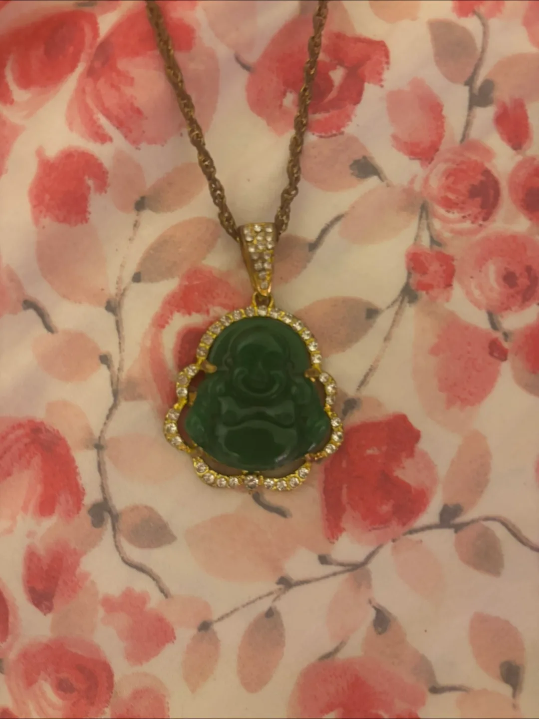 Buddha Pendant Necklace - Gold and Green image indicator(2)