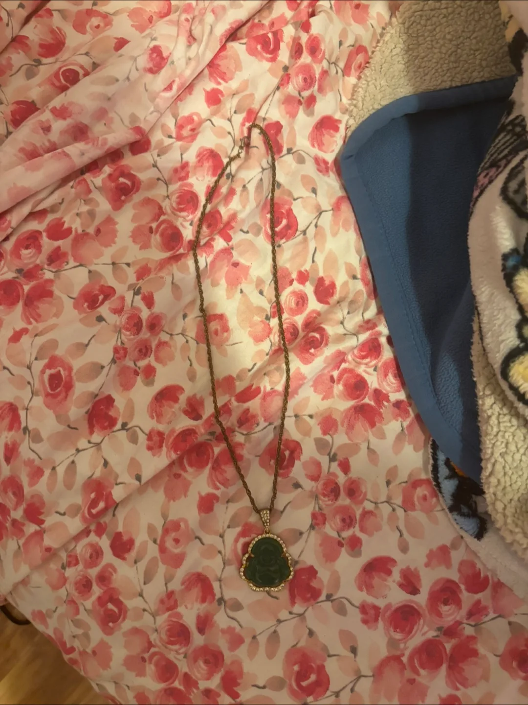 Buddha Pendant Necklace - Gold and Green thumbnail