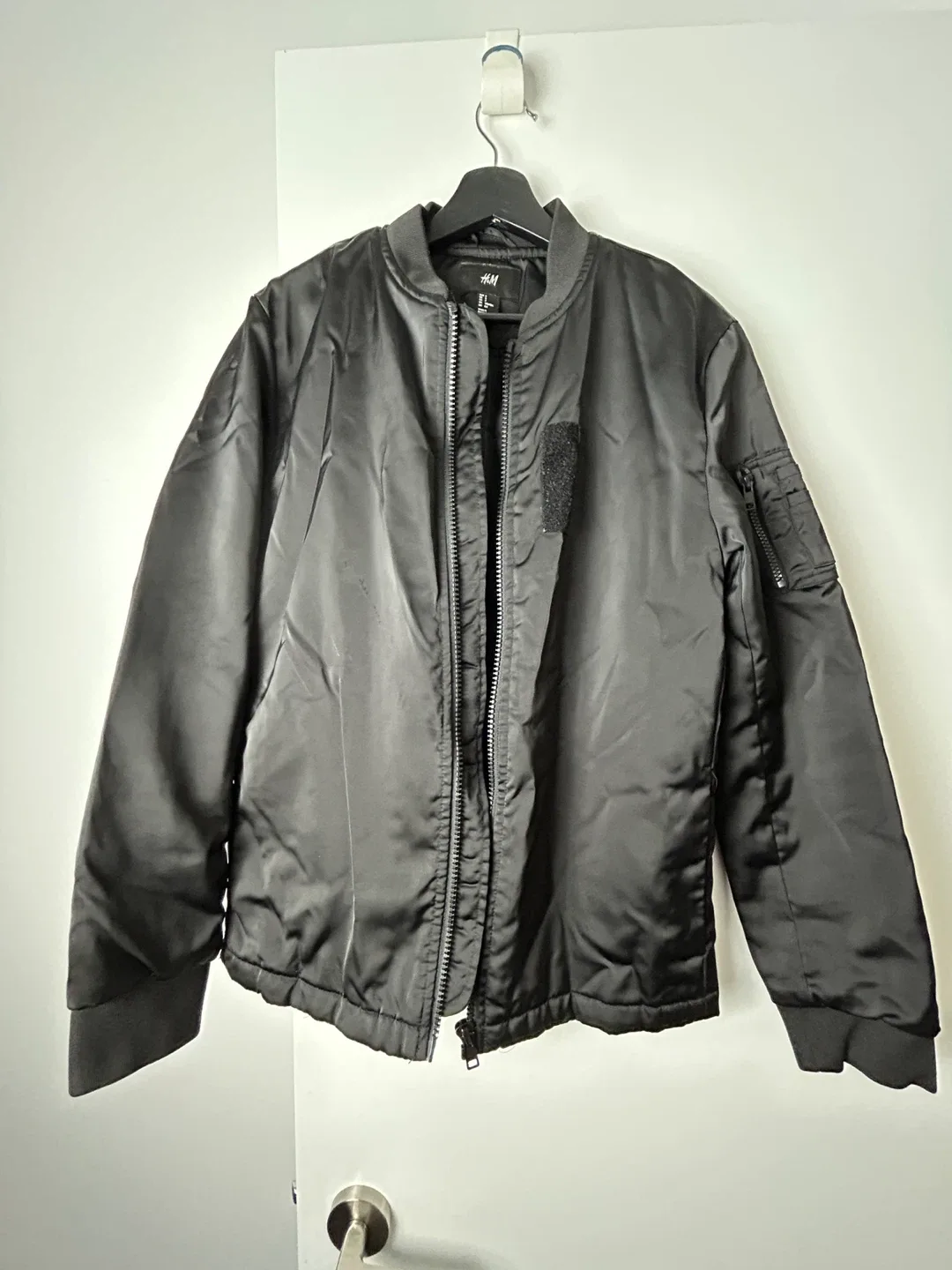 H&M Black Bomber Jacket with Tokyo Design - Size S image indicator(3)