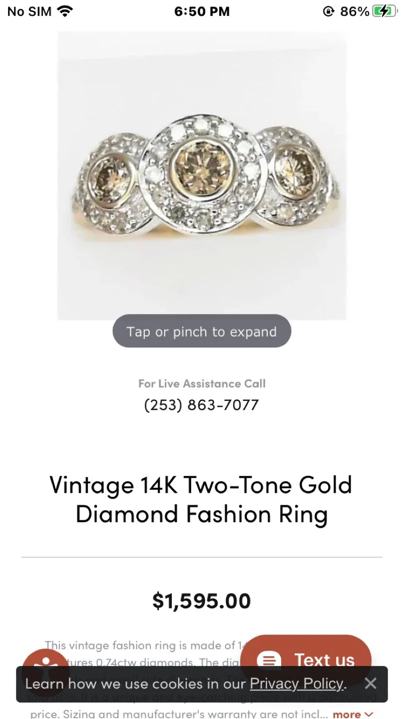 Vintage 14K Two-Tone Gold Diamond Fashion Ring image indicator(3)