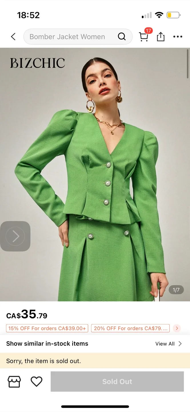 BIZCHIC Green Blazer & Skirt Set thumbnail