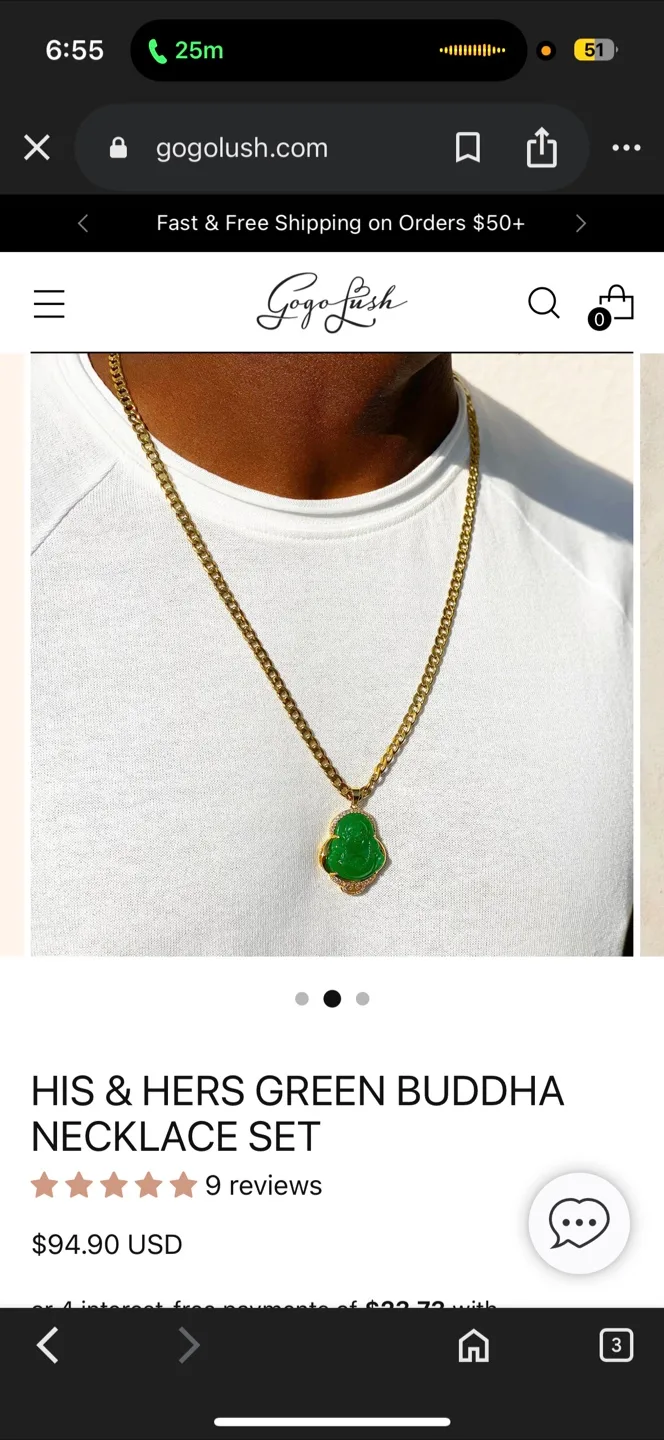 Buddha Pendant Necklace - Gold and Green image indicator(4)