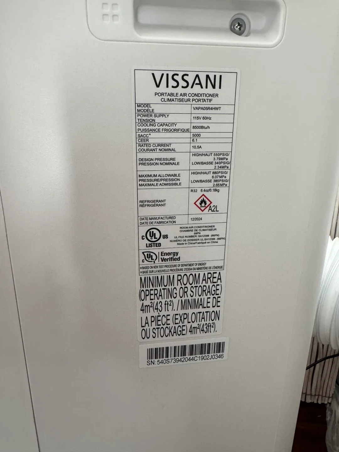 Vissani Portable Air Conditioner, White image indicator(2)