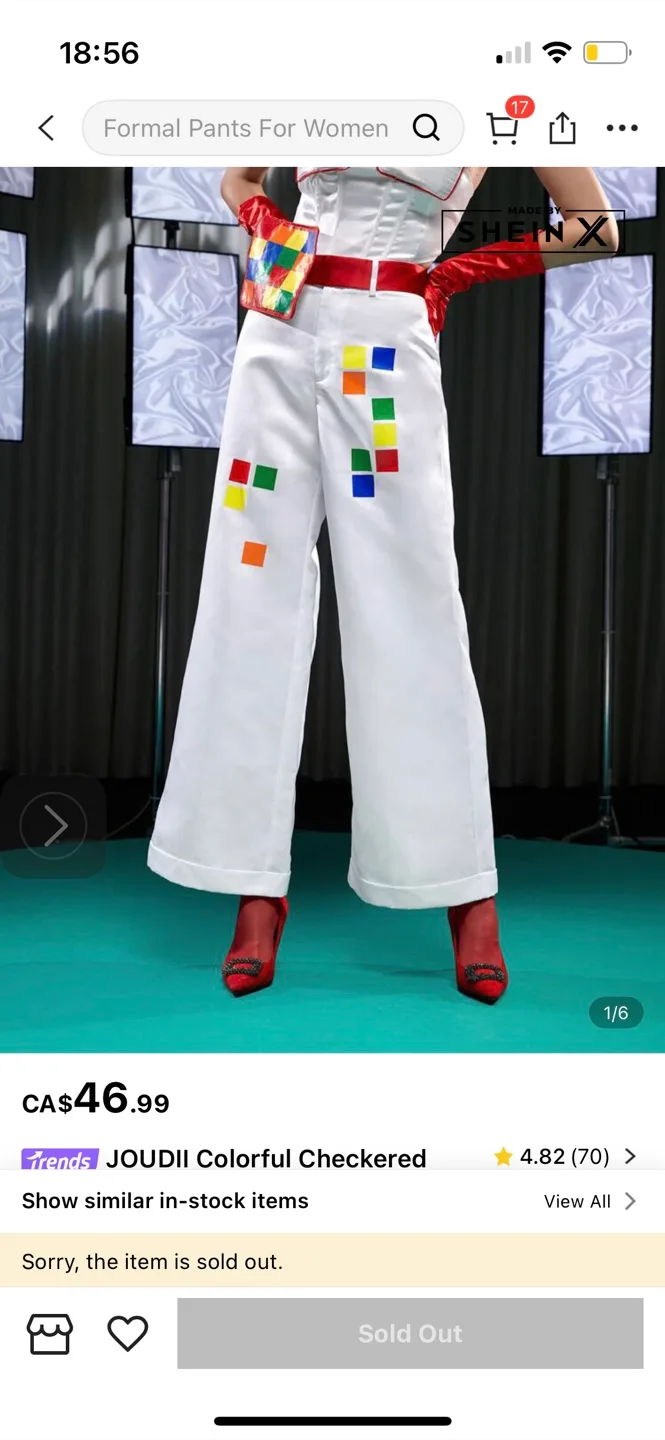 JOUDII Colorful Checkered Wide Leg Pants thumbnail