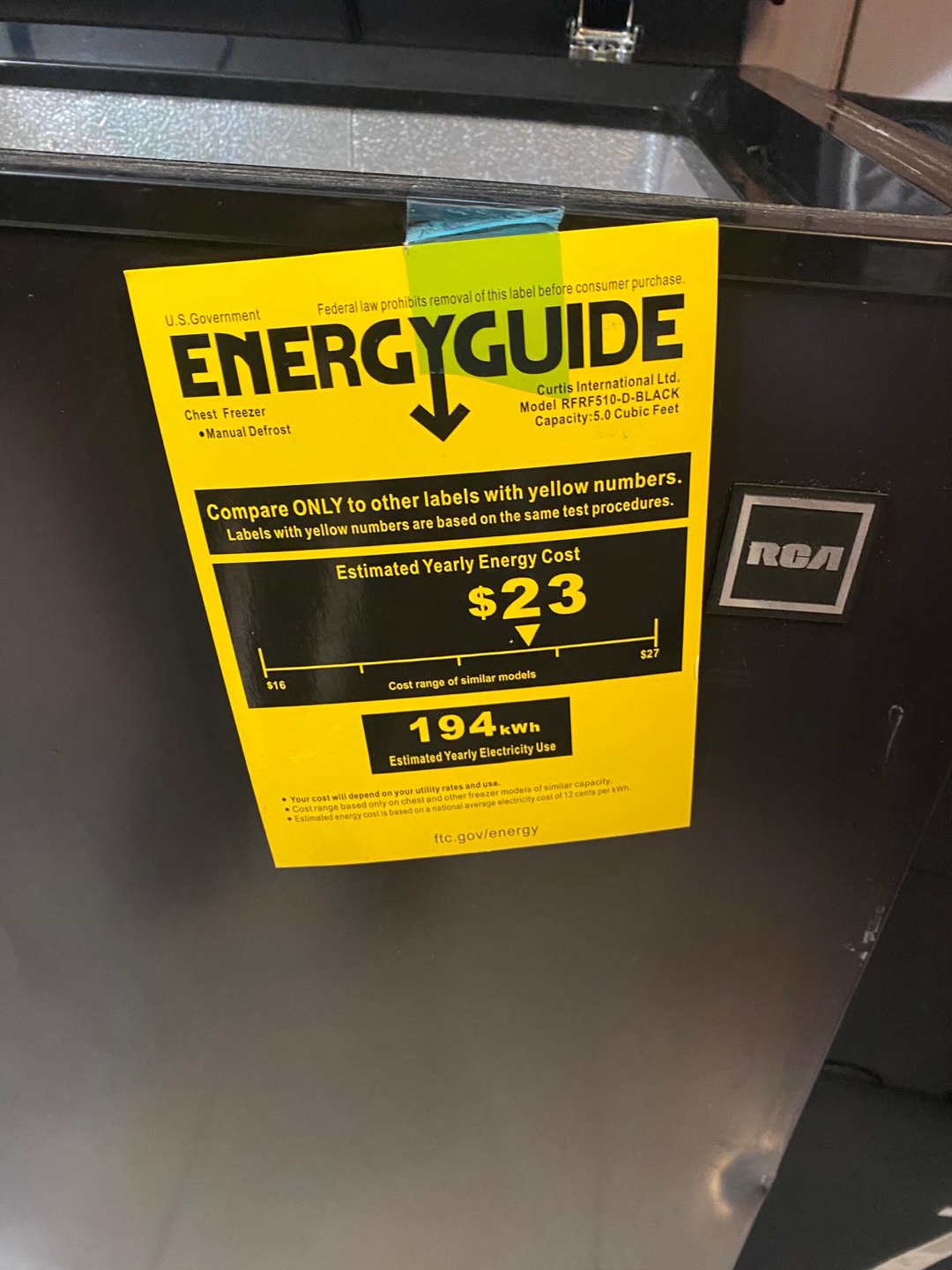 RCA Chest Freezer - 5 Cubic Feet - photo 4