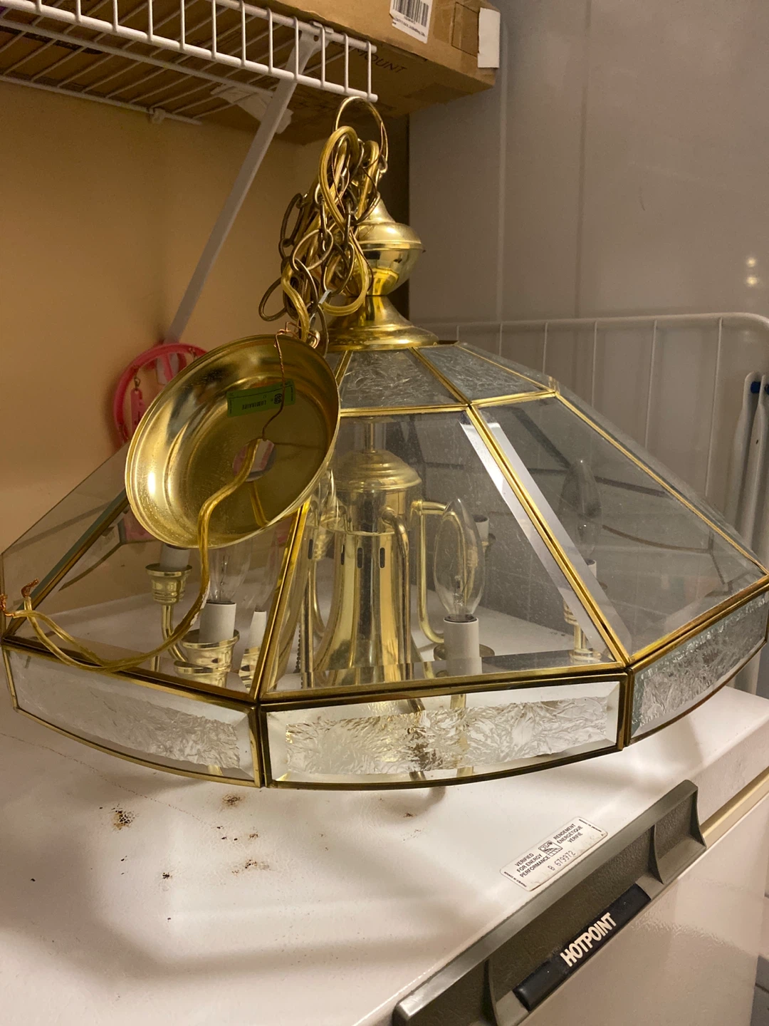 Vintage Style Glass & Brass Chandelier