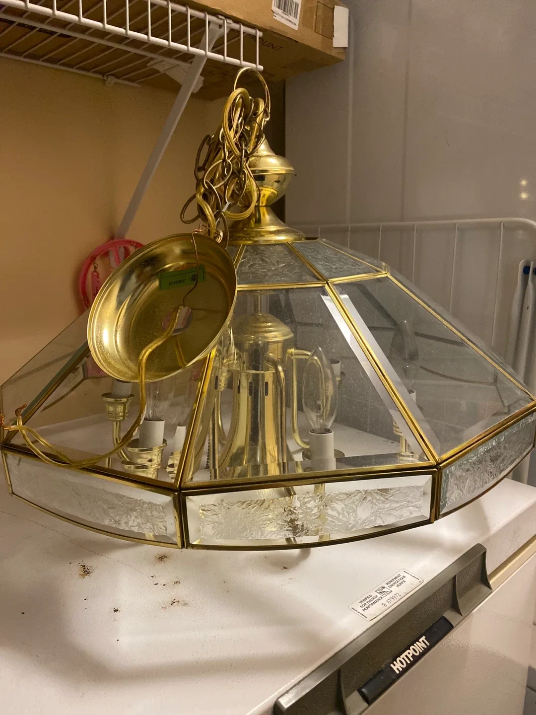 Vintage Style Glass & Brass Chandelier