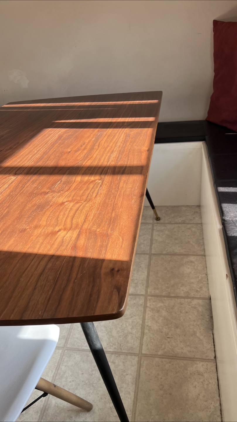 Dining Table +4 Chairs  + banquet seating/storage - Wood & White - photo 2