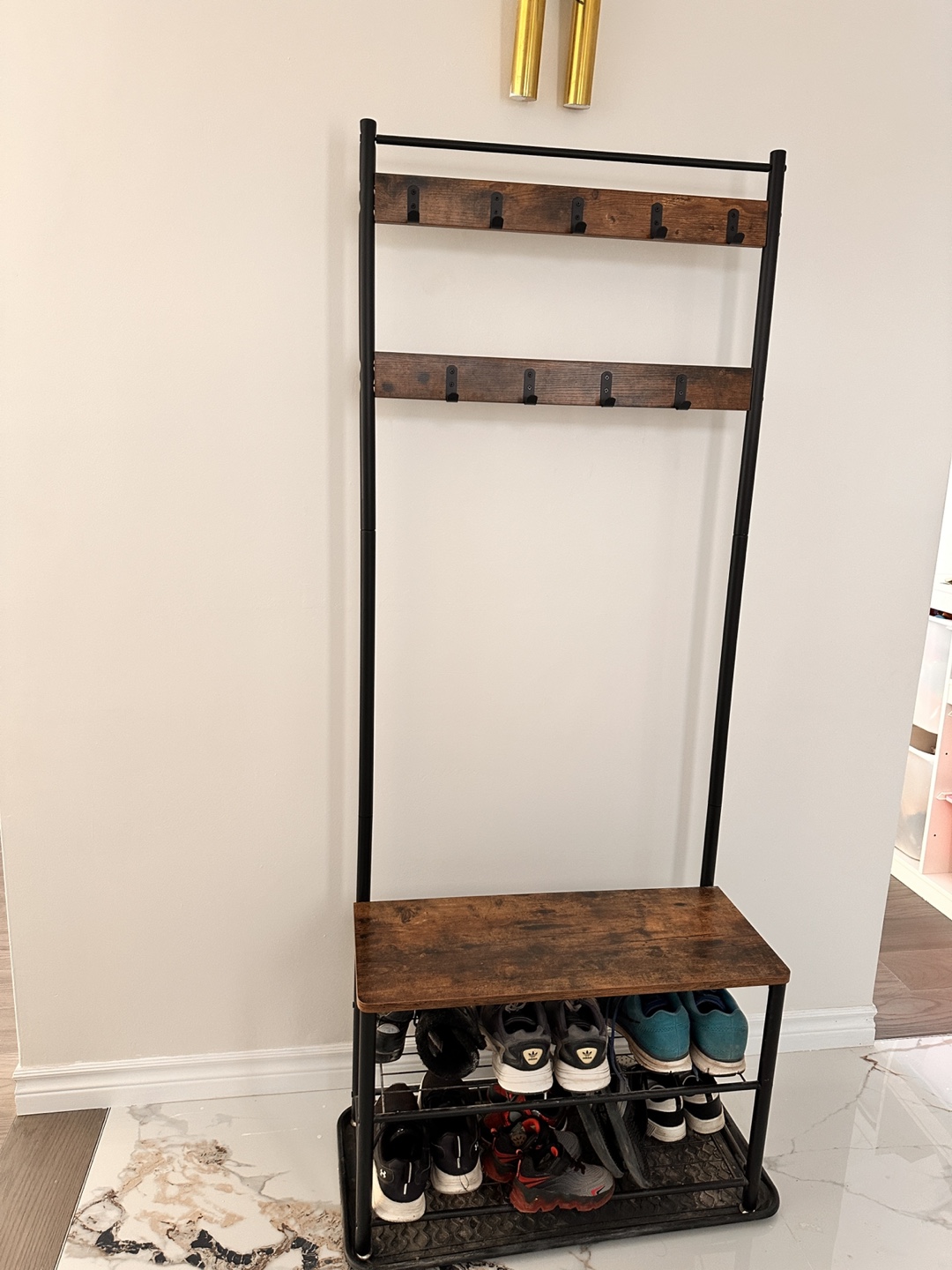 Coat Rack with Shoe Storage Bench