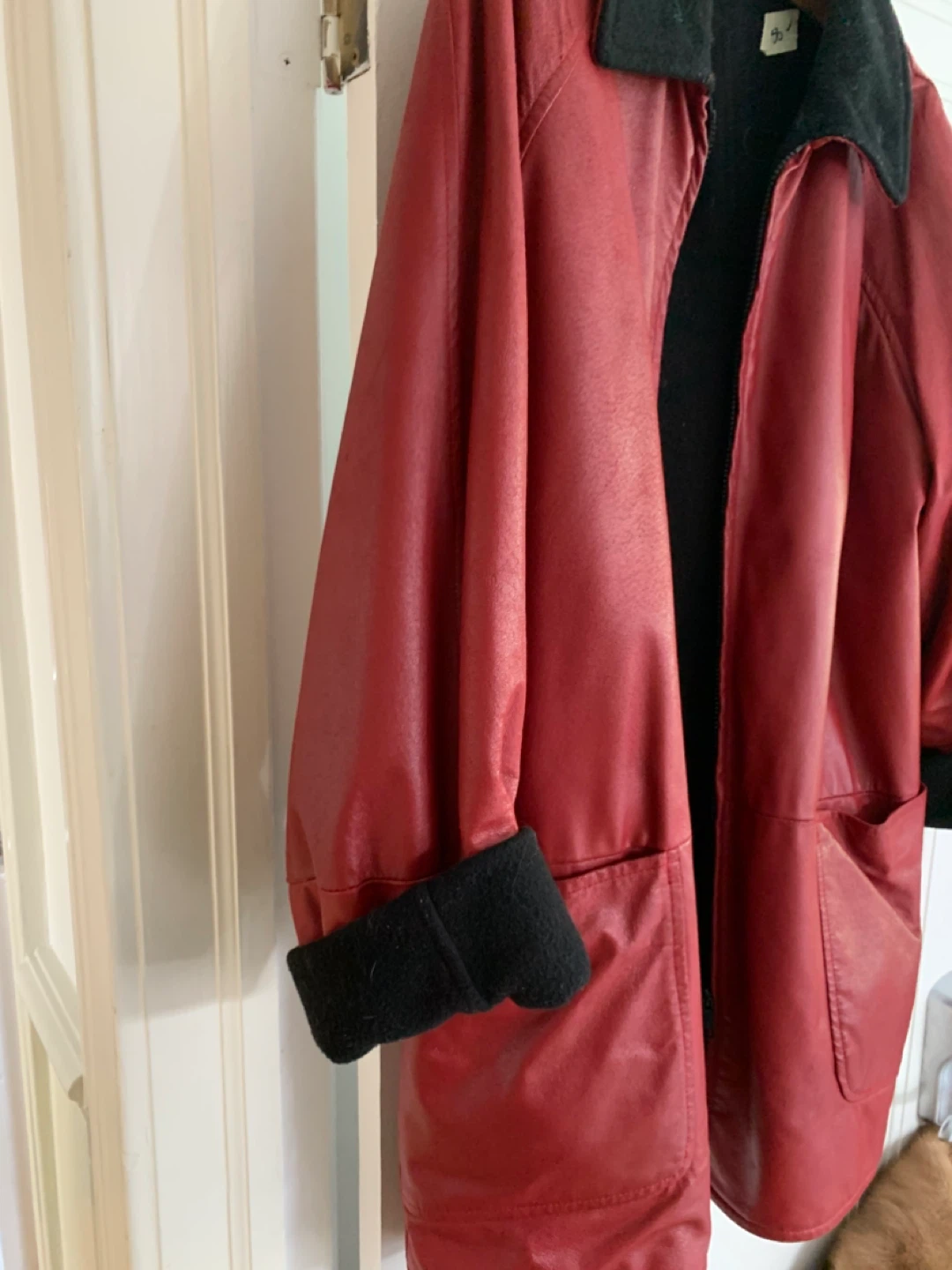 Red Leather Jacket with Black Trim