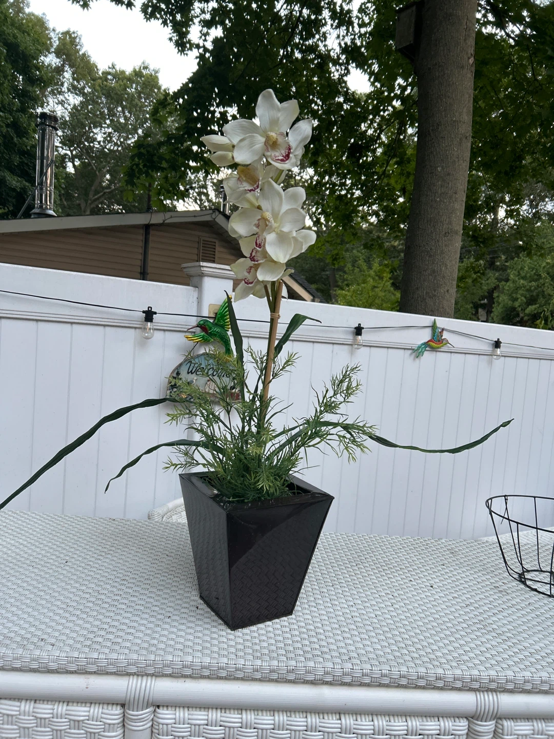 Artificial Orchid Plant in Black Pot - photo 2