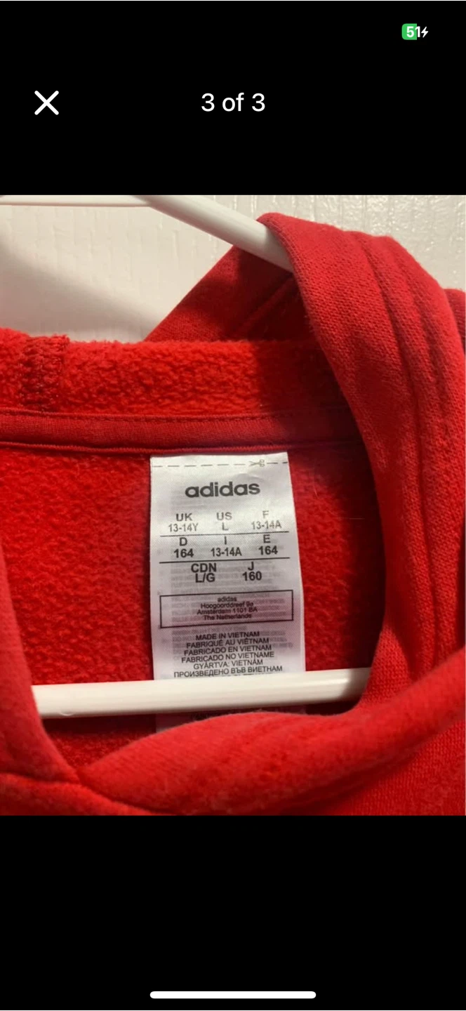 Adidas Red/Navy Hoodie, Size L - photo 3