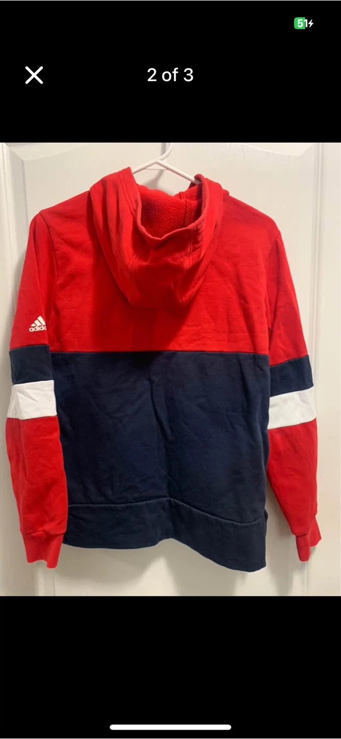 Adidas Red/Navy Hoodie, Size L - photo 2