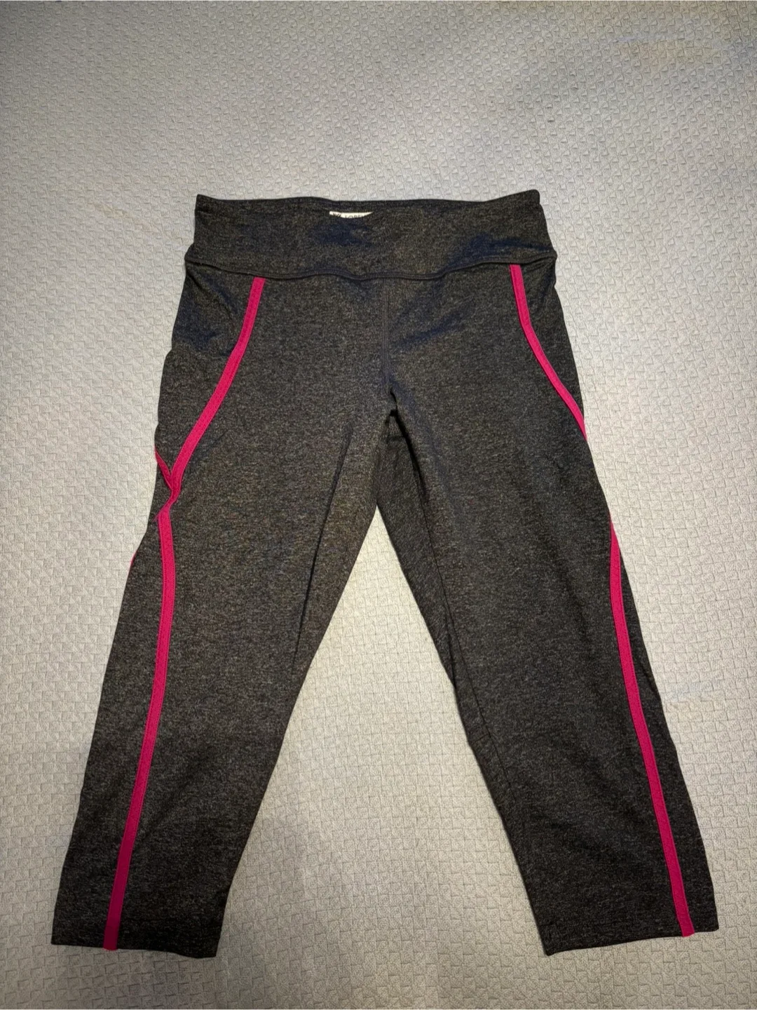 Grey Capri Leggings with Pink Stripe thumbnail