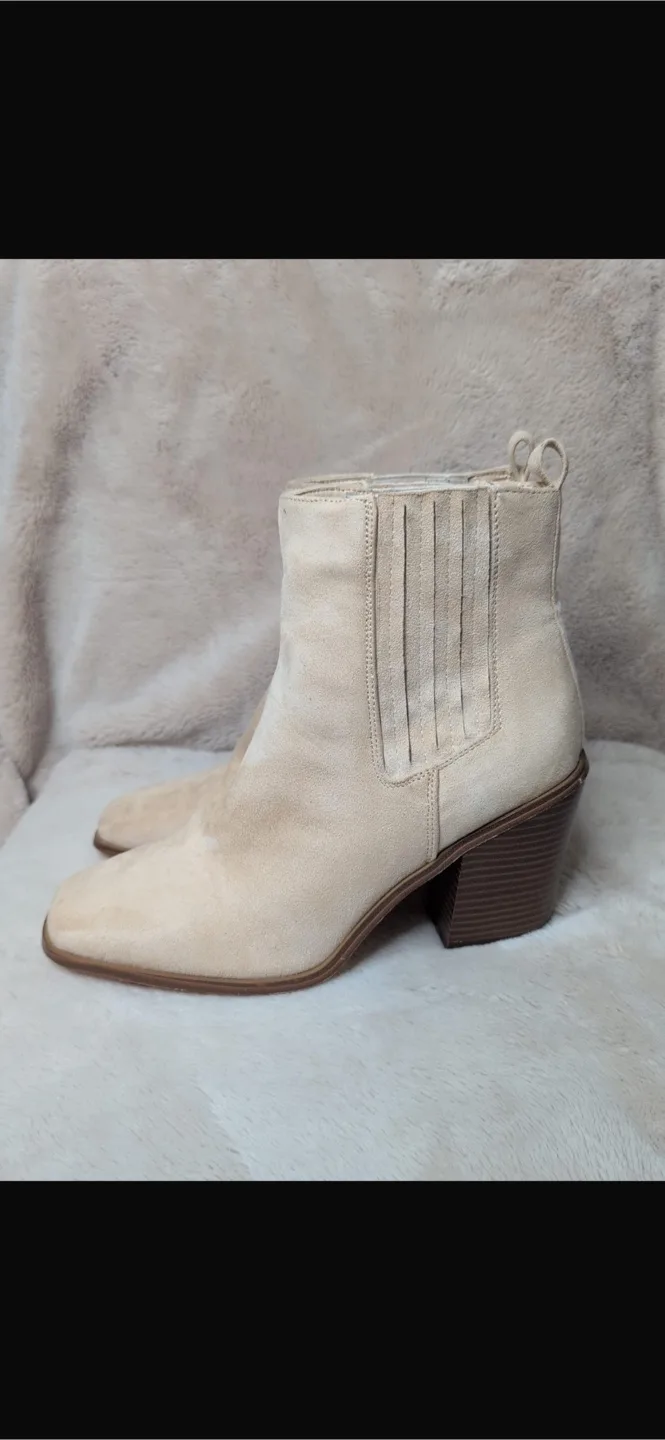 NEW! Beige Heeled Ankle Boots - Size 9.5 thumbnail