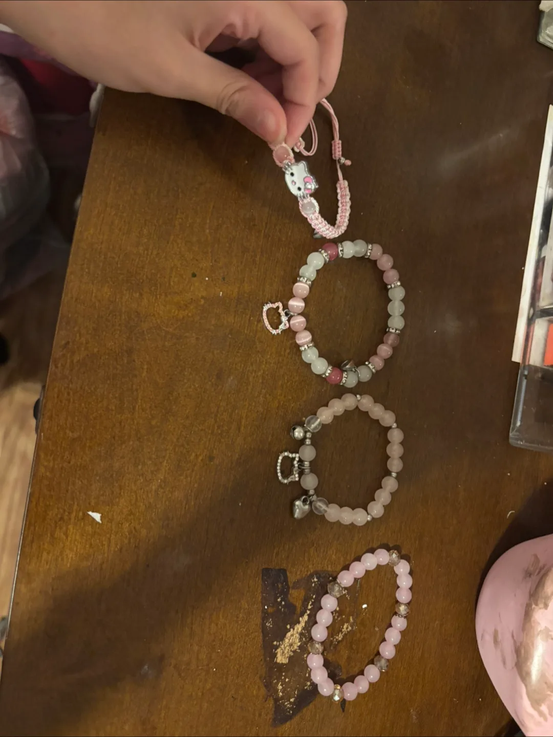Hello kitty Pink Beaded Bracelets - Set of 4 thumbnail