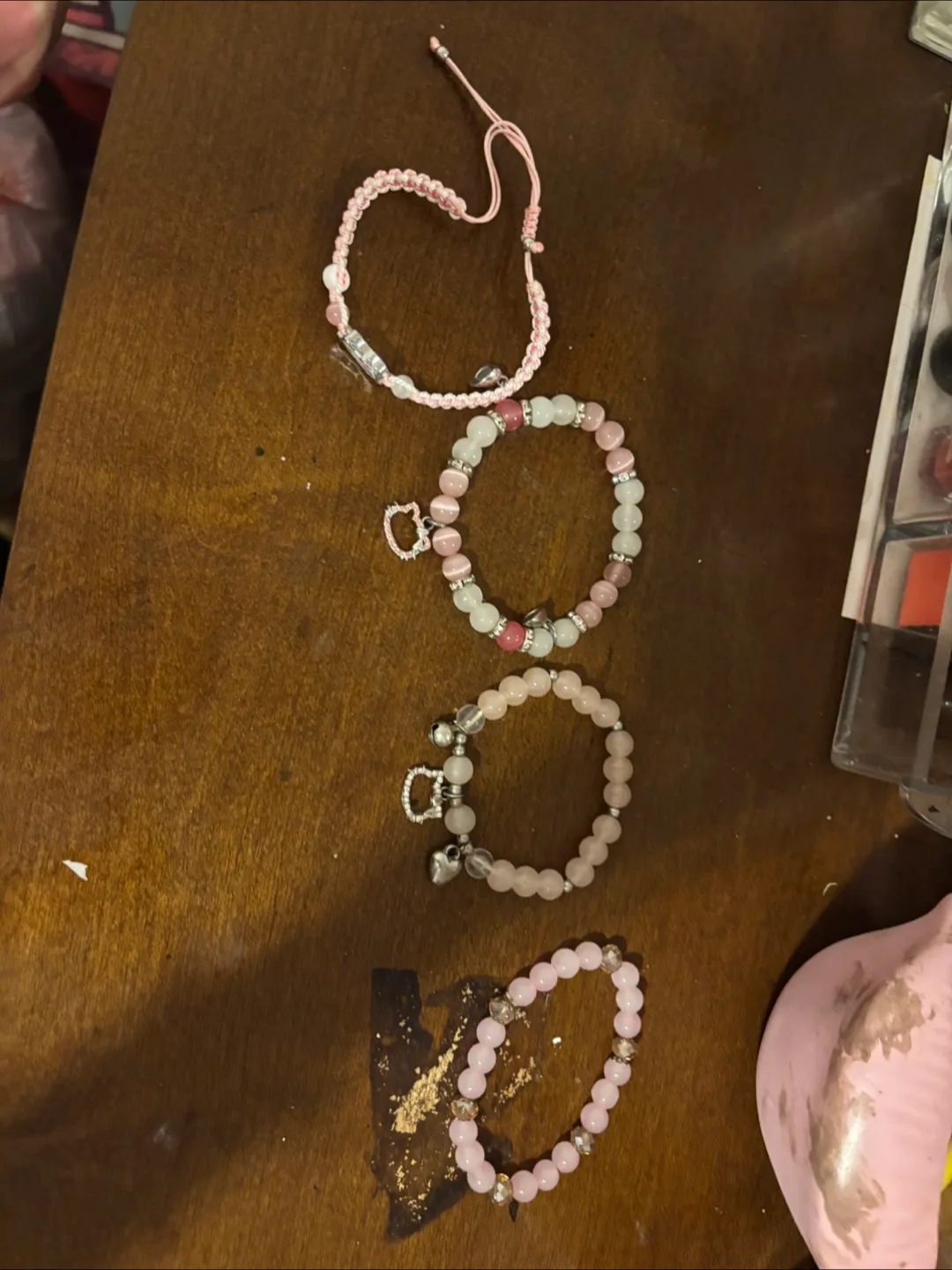 Hello kitty Pink Beaded Bracelets - Set of 4 image indicator(2)