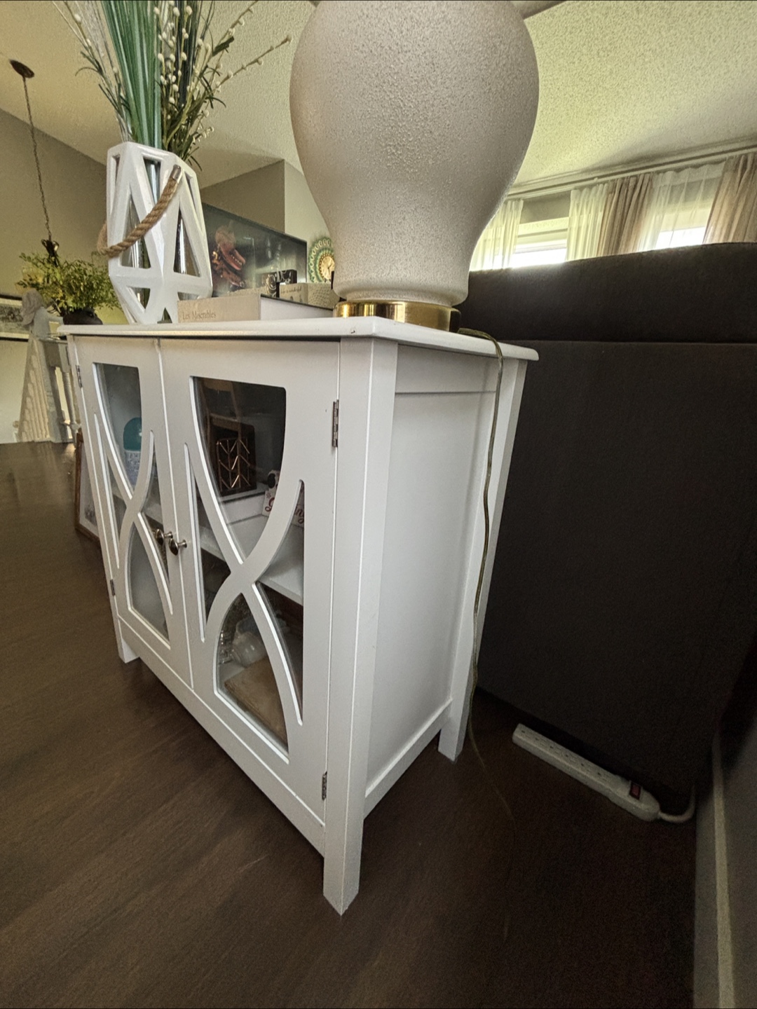 White Accent Cabinet with Glass Doors - photo 3