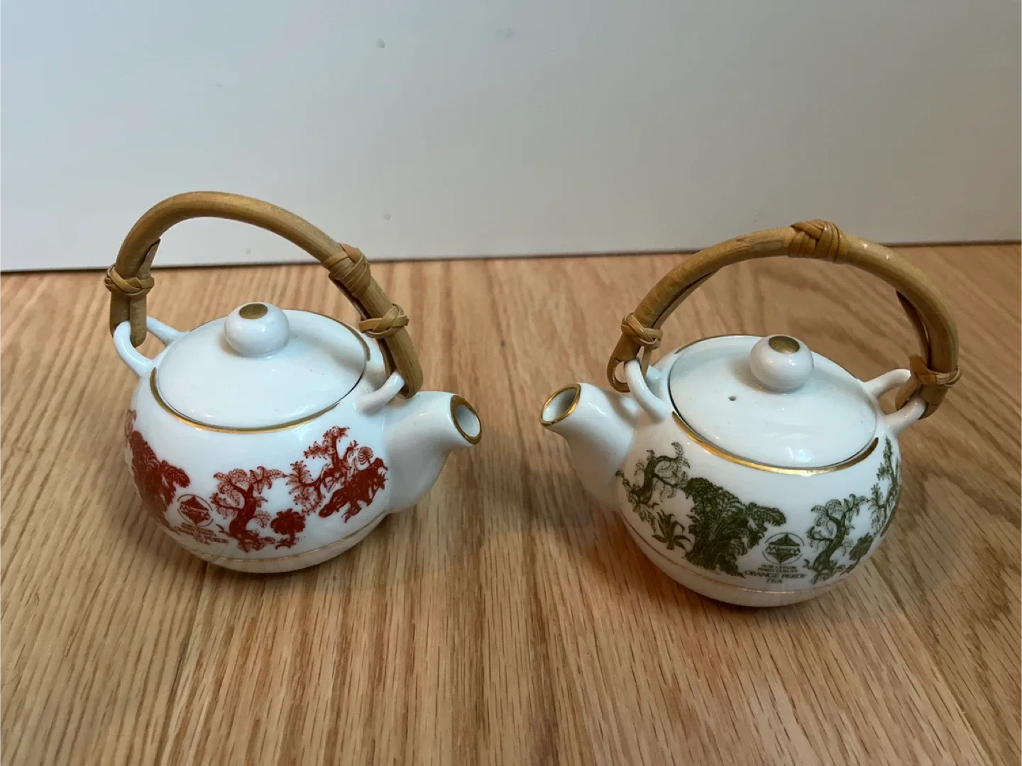 Two Miniature Teapots with Bamboo Handles thumbnail
