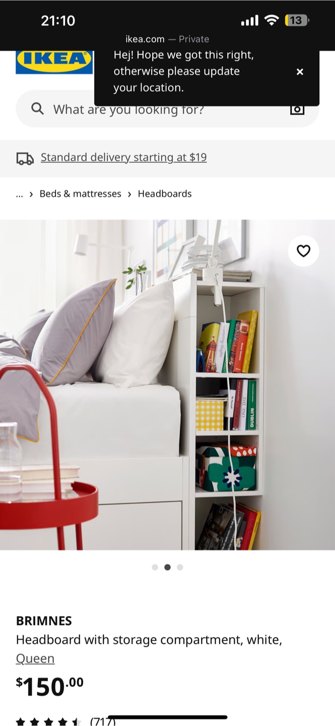 IKEA Brimnes White Queen Headboard - photo 2