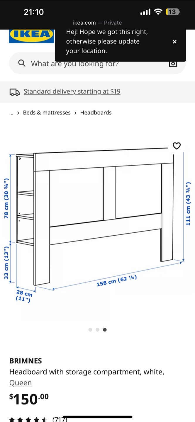 IKEA Brimnes White Queen Headboard - photo 3