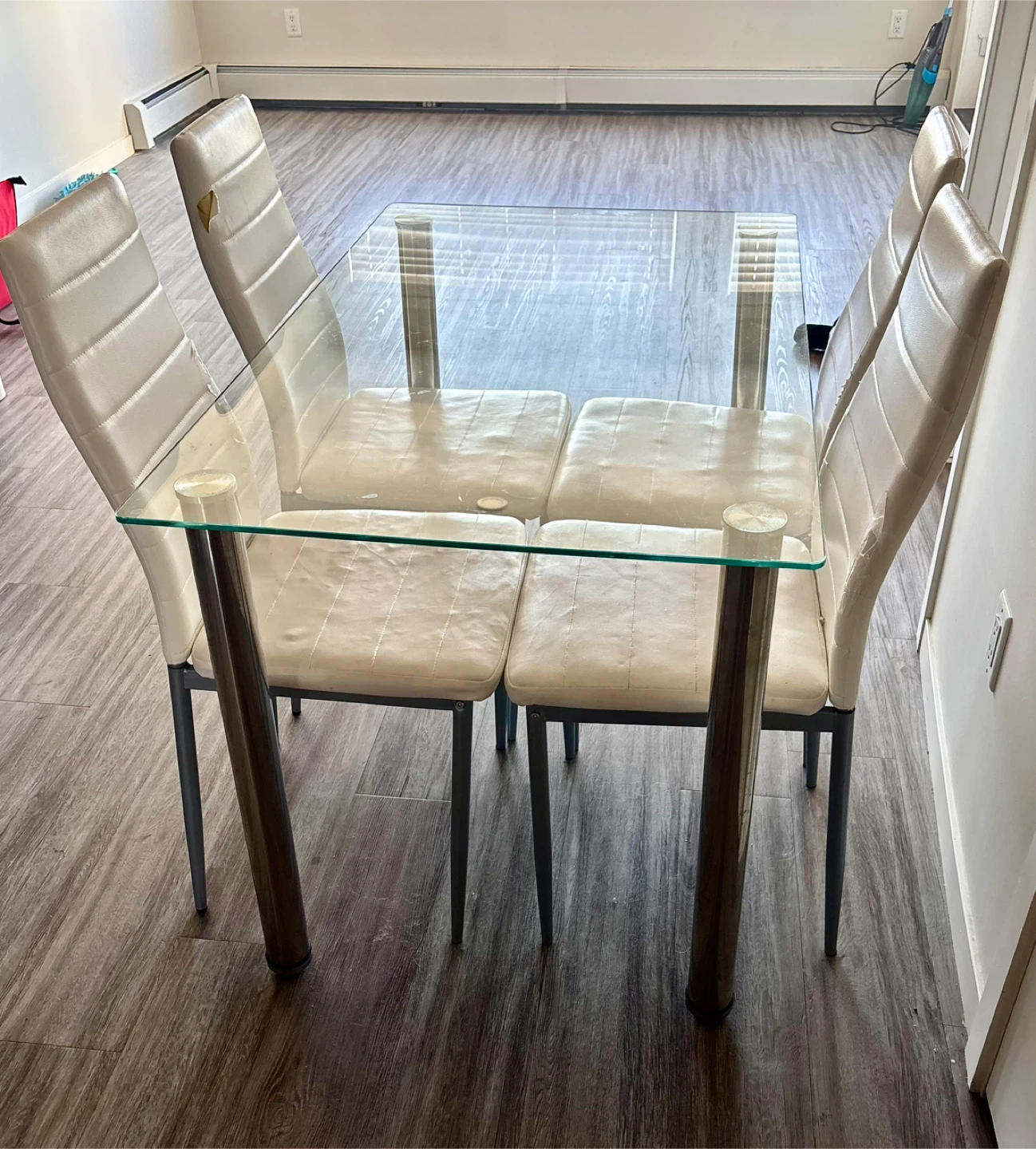 Glass Top Dining Table with 4 Chairs
