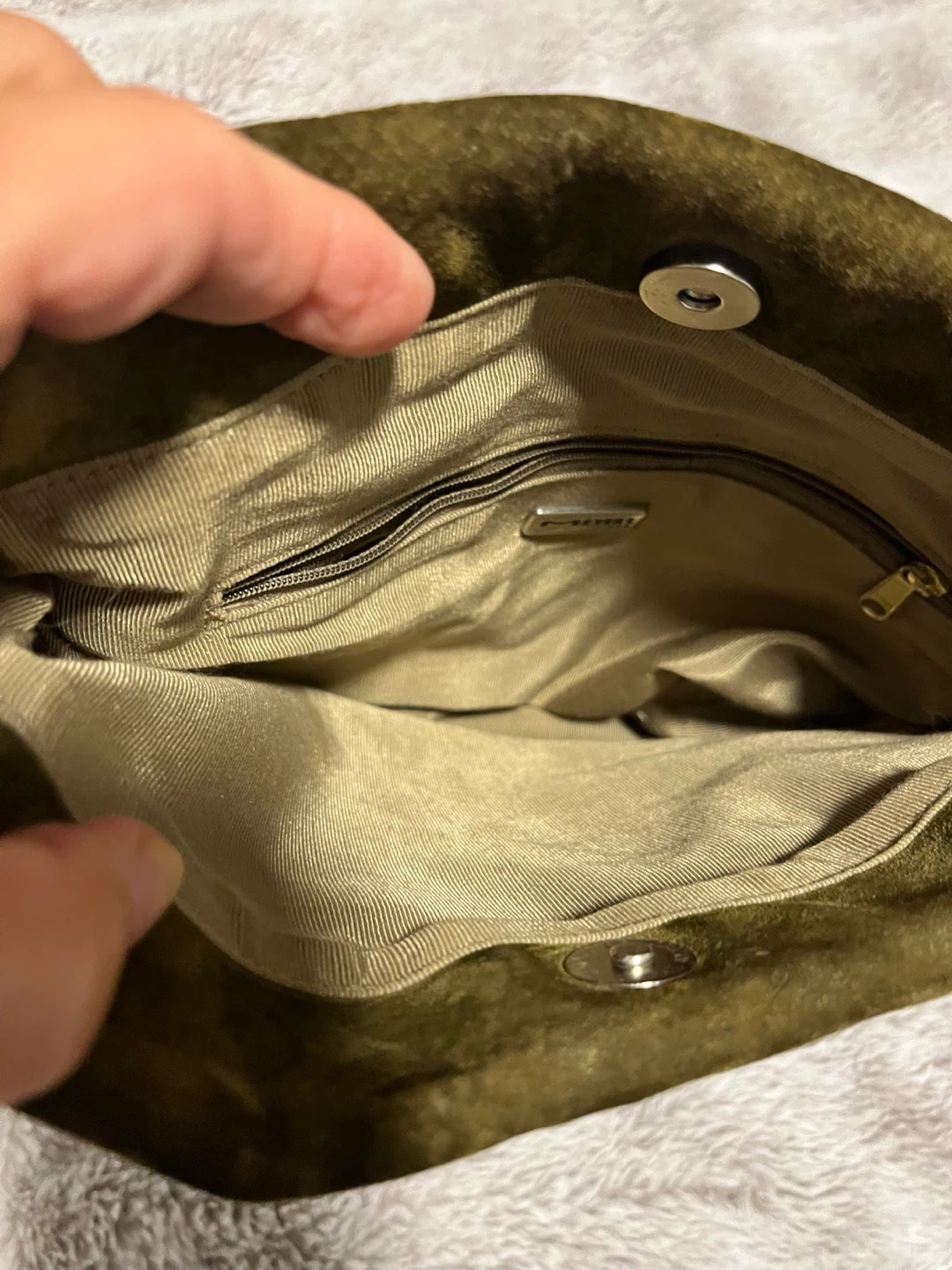Meyers USA Olive Green Suede Shoulder Bag - photo 3