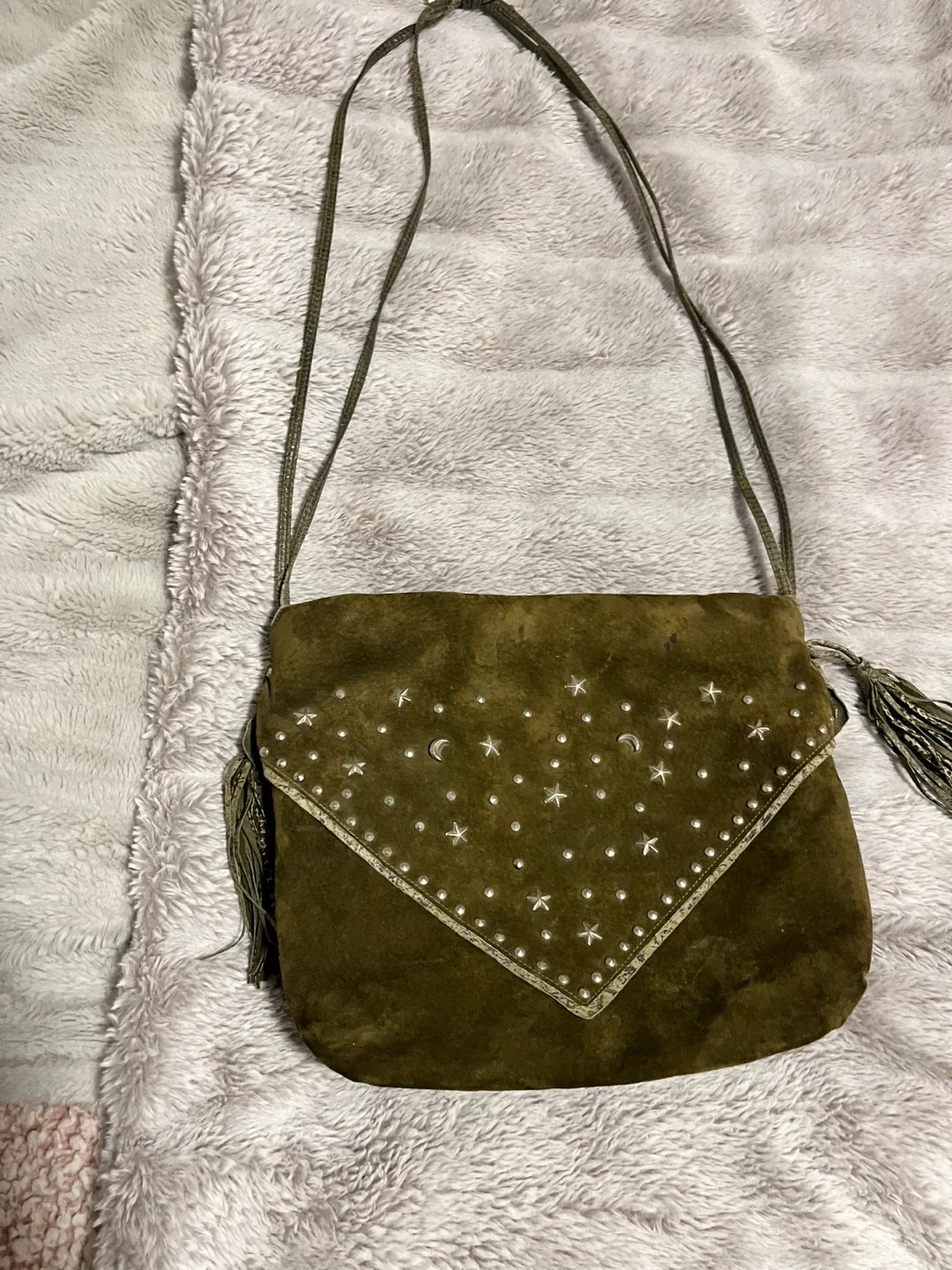 Meyers USA Olive Green Suede Shoulder Bag thumbnail