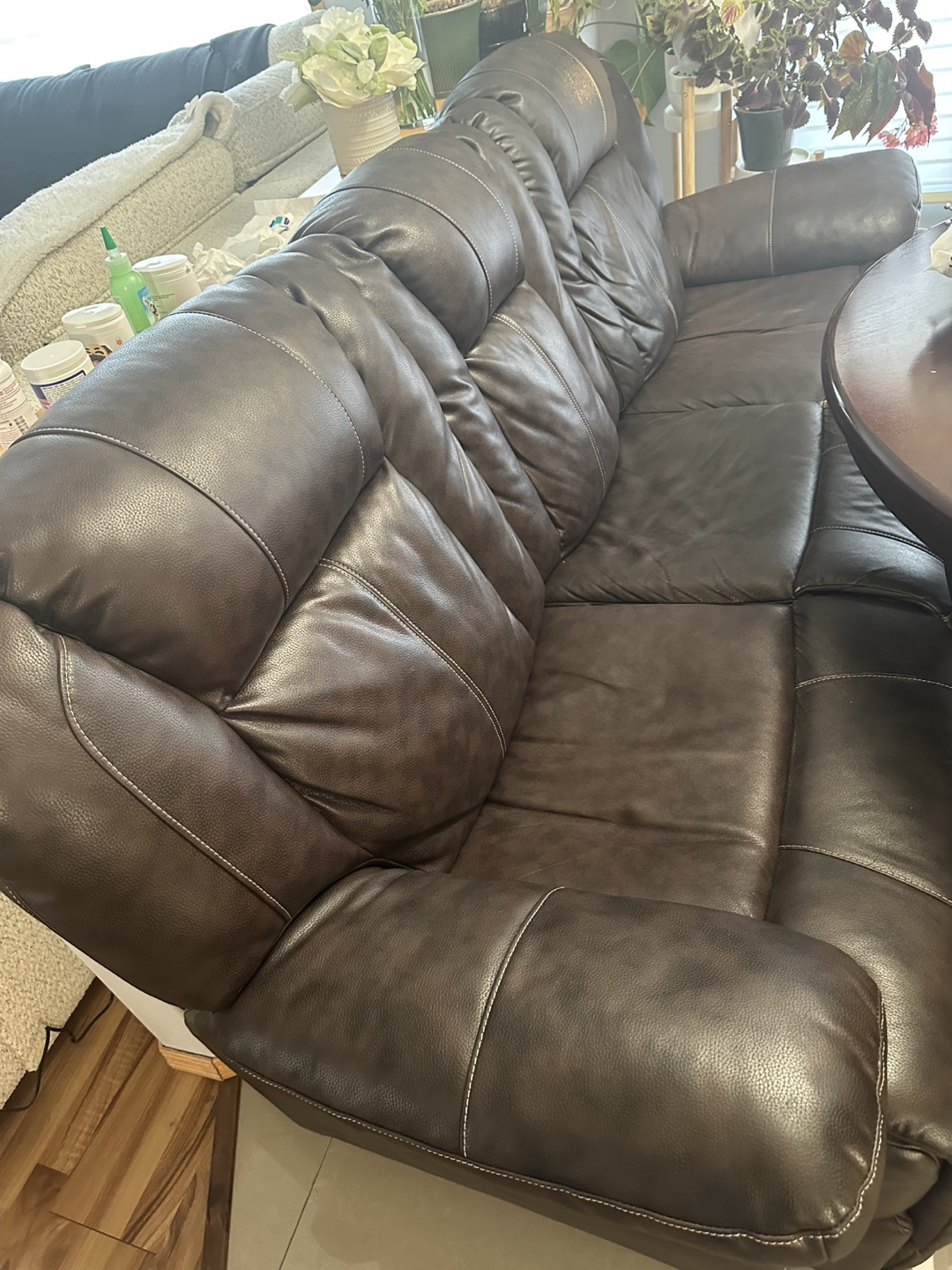 Chocolate Brown Recliner Sofa Set with Cup Holder and storage - photo 3