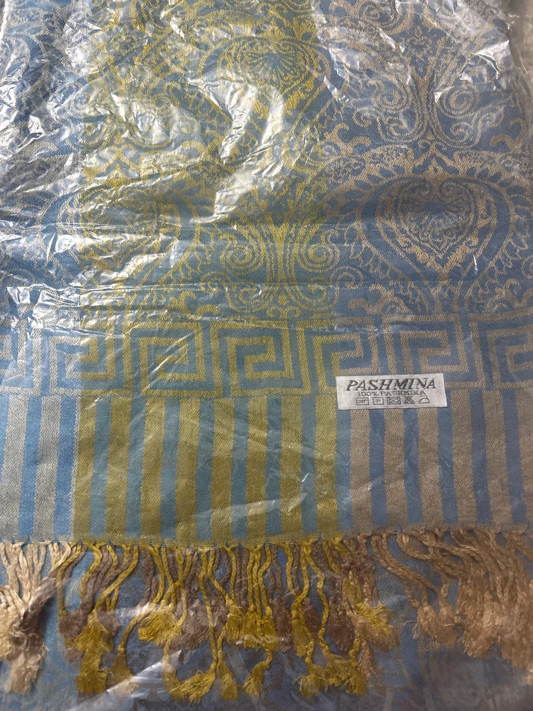 Pashmina Scarf - Blue & Gold thumbnail