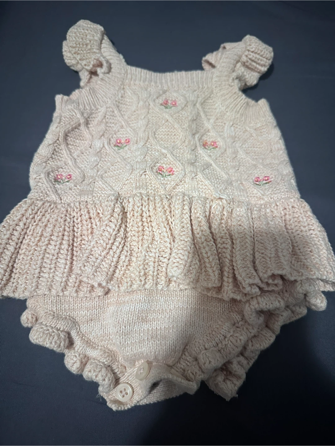 Baby Girl Knit Romper - 3/6M