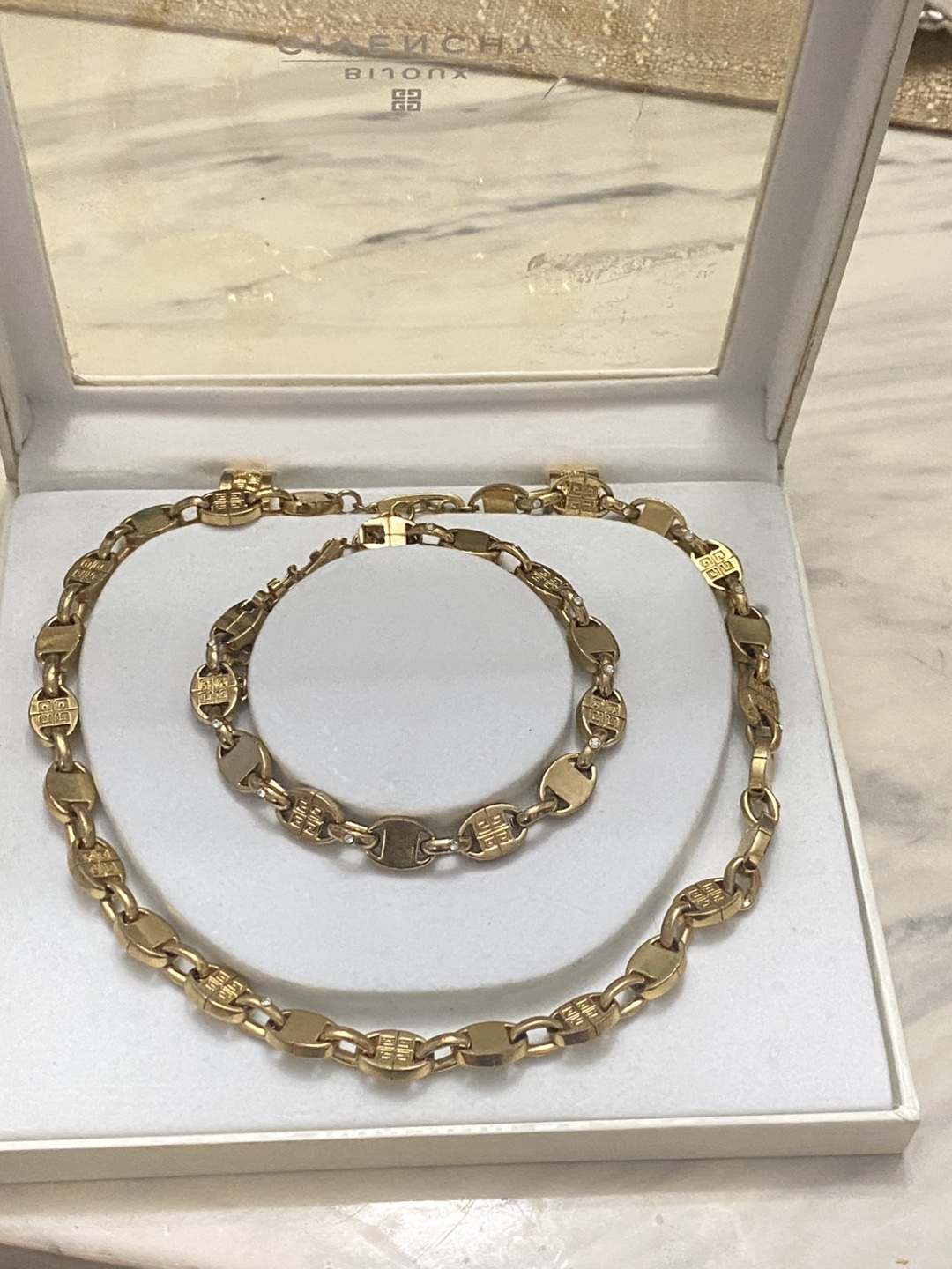 Givenchy Gold Tone Necklace & Bracelet and Earrings c